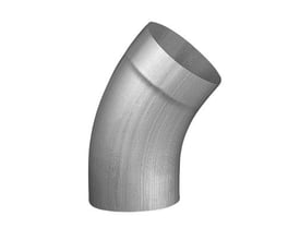 Rheinzink bøjning på 40 grader med en 100 mm diameter i prePatina walzblank materiale, isoleret på hvid baggrund.