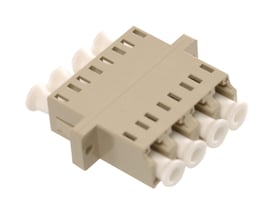 Beige LC quatro samleled til fire multi mode fiberkonnektorer med keramisk indsats.