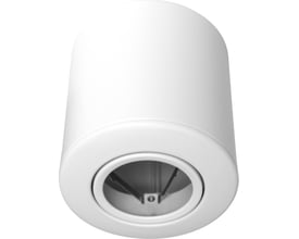 Nordtronic Surf Install påbygningsspot, hvid (mat), med GU10 fatning og synlig montageåbning, måler 87mm i diameter.