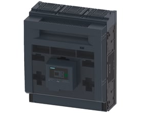 Siemens SENTRON 3NP1 sikringsafbryder, 3-polet NH3, 630 A, i mørkegrå plast med box terminal og EFM20 overvågning.