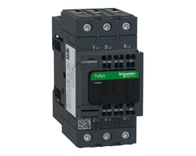 Schneider Electric TeSys D kontaktor, 40A, 3-polet med 1 NO og 1 NC hjælpekontakt, 24VAC spole, vist i grå og sort plast.