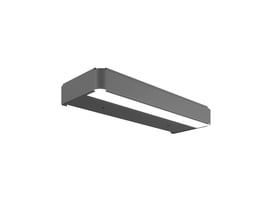 Svedbergs LED-belysning til skab i granitgrå, 55 x 7 x 20 cm, set skråt nedefra.