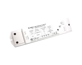 Hvid Envilar Zigbee LED-driver til 12 V CCT-LED-strips med indbygget strømforsyning, vist skråt fra siden.