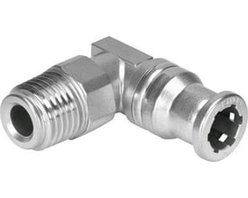 Festo vinkel-forskruning CRQSL-1/4-6 med udvendigt gevind og push-in tilslutning, fremstillet i metal.