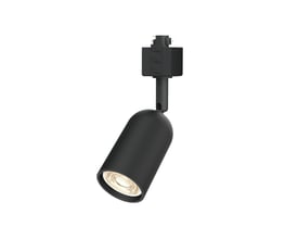 Sort Philips EasyLink Shea-spot til skinnesystem med justerbart spothoved, vist skråt forfra med lysåbningen synlig.