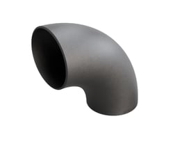 Grå 90° bøjning i P235GH 3D stål med dimensionerne 159,0 x 4,5 mm, isoleret på hvid baggrund.