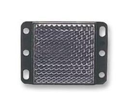 Schneider Electric reflektorskærm XUZC 100x100mm i sort ramme med monteringshuller, viser den reflekterende overflade.