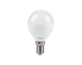 FOSS Europe Smart Home LED kronepære med E14 fatning, 5W effekt og hvidt mat finish, vist på hvid baggrund.