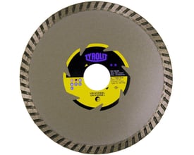 Bagside af Tyrolit STAND-FC tør skæreskive 125mm, viser detaljerede specifikationer som max hastighed og dimensioner.