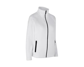 ID Identity dame fleece cardigan i hvid med sort YKK-lynlås foran og diskrete sidelommer med lynlås.
