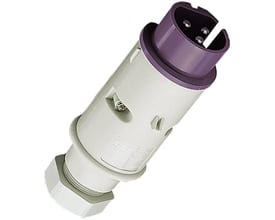 Mennekes CEE stikprop 2-polet, 16A, 20-25V i violet og hvid plast med IP44-klassificering.