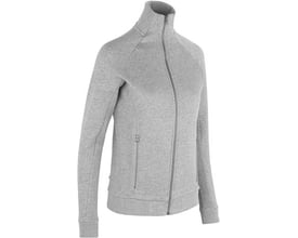 ID Identity dame cardigan i grå melange i størrelse 3XL med gennemgående lynlås og to sidelommer.