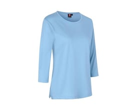 ID Identity T-shirt til damer med 3/4 ærmer i lys blå, fremstillet af slidstærkt materiale med let figursyet pasform.