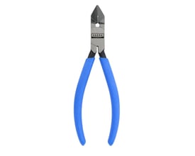 Kabelbinderværktøj CTT-150 med blå håndtag og poleret stålhoved, ideelt til stramning og klipning af kabelbindere.
