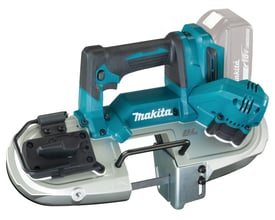 Makita 18V akku båndsav DPB183Z med synligt 18V batteri og BL motor mærkat, klar til brug.