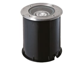 Nordtronic Maura nedgravningsspot i mat hvid, med rund glasfront og rustfri stålkant, viser den komplette lampe.