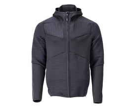 Frontbillede af Mascot mørkeblå fleece hættetrøje med lynlås, 2XL, med fremhævet design og tætsiddende hætte.