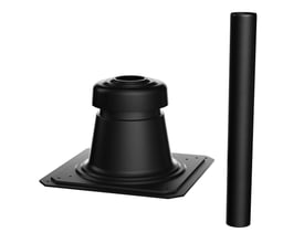 Detaljeret visning af Bosch skorstenstop med DN60 tilslutning og den tilhørende 0,5 meter lange rørsektion i sort plast.