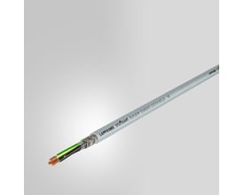 Lapp Olflex Classic 115 CH 4G25 kabel i grå med afskærmning og synlige kobberledere og isolering.