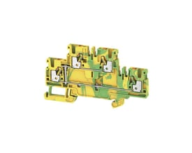 Detaljeret billede af Weidmüller gennemgangsklemme med push-in teknologi, viser den interne konstruktion og 2,5 mm² størrelse.