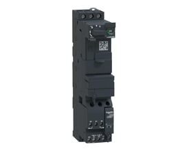 Schneider Electric TeSys Model U motorstarter med reverseringsblok, vist fra siden med alle moduler forbundet uden interne ledninger.