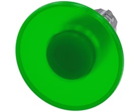 Siemens Sirius ACT paddetryk med lys, rund og grøn, med en diameter på 22mm i højglans metal.