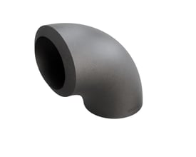 Indura 90° bøjning i P235GH-TC1 stål, 48,3x6,3mm, med 57mm radius og EN10253-2 T:A standard.