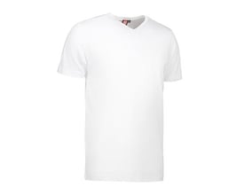 ID Identity T-TIME T-shirt med v-hals i hvid, størrelse XL, vist forfra på hvid baggrund.