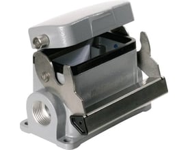 Weidmüller HDC Industristik sokkelhus størrelse 4, med åbent låg og synlig indkapsling, klar til 2xP16x tilslutning.