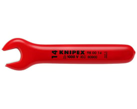 KNIPEX L-AUS fastnøgle i rød, 15 mm størrelse, VDE-godkendt og fremstillet af krom-vanadium-stål.