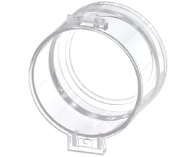 Siemens klar beskyttelseshætte til 22 mm flad trykknap, fremstillet af klar plast og designet til nem snap-on montering.
