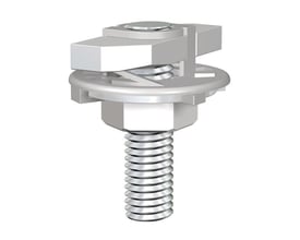 Flamco ClickEasy HBS hammerhovedbolt M10 x 40 mm, med synlige gevind og låsemekanisme på hvid baggrund.