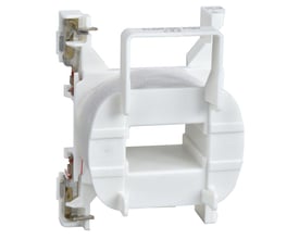 Schneider Electric TeSys D spole LXD1 i hvid plast med synlige viklinger og metalterminaler.