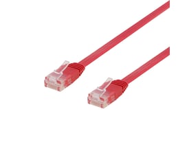 DELTACO Cat6 U/UTP patch kabel i rød, 1,5 meter langt og fladt halogenfrit kabel med RJ45 stik i hver ende.