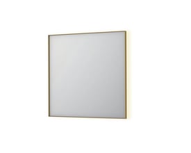 Sanibell INK SP32 rektangulært LED spejl, 80x80cm, med en børstet mat guld ramme og indirekte lys bagfra.