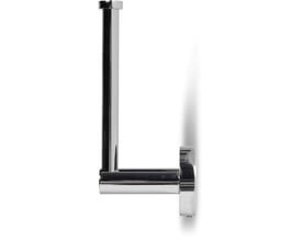 Elegant reservepapirholder i poleret krom med et L-formet design, perfekt til opbevaring af toiletpapir på badeværelset.
