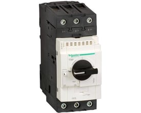 Schneider Electric TeSys GV kortslutningsudløser, 3-polet, 40A/690V, med mærkat 'TRIP' og betjeningshåndtag i sort.
