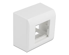 DeLock overflademonteret hus i hvid plastik til Easy 45 moduler, med mål på 82 x 82 mm.