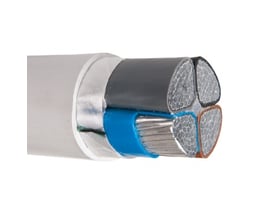 Nexans AXQ-AL-S 4x240 mm² aluminiumskabel med flertrådede sektorformede ledere, isoleret med XLPE og HFFR-kappe.