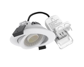 LEDlife Dim2Warm+CCT RA96 indbygningsspot med driver, vist med et skråt kig fra siden, der viser tilslutningsmuligheder.