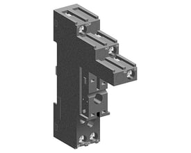 Schneider Electric RSZE1S48M sokkel til RSB2A080 og RSB1A160 relæer, med tydeligt mærkede terminaler som COM, NO, NC og A1/A2.