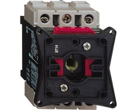 Schneider Electric kontaktkrop T/AFBR.3P med 25A og V0-klassificering, viser fronten med rød betjeningsmekanisme og tilslutningsmuligheder.