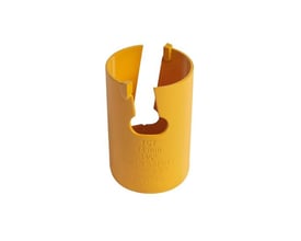 Gul Ironside HM-hulsav på 44 mm med cylindrisk form, åbent skær og udskæringer i siden.