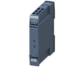 Siemens SIRIUS 3RP25 tidsrelæ med 1 NO kontakt og 4 tidsområder, 12-240V AC/DC med push-in terminaler.