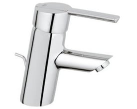 GROHE Feel håndvaskarmatur i krom med etgreb og 105 mm tud, set skråt forfra.