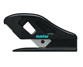 Martor Secumax Mobilex justerbar sikkerhedskniv i sort, med synligt blad og martor logo.