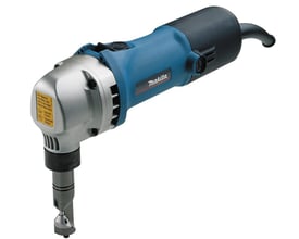 Makita JN1601 pladenipler med ledning, viser slankt design og informationslabel på tysk.