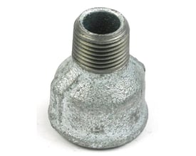 Unico galvaniseret spidsmuffe type reduceret med 1/2" udvendigt og 1/4" indvendigt rørgevind.
