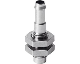 Festo holder ESH-HA-1-PK til vakuumsuger, monteret med to sekskantmøtrikker, med vakuumtilslutning foroven.