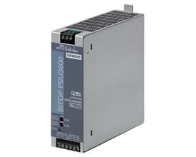 Siemens SITOP PSU3600 stabiliseret strømforsyning med 120-230V AC indgang og 15V/3.5A udgang, set fra siden.